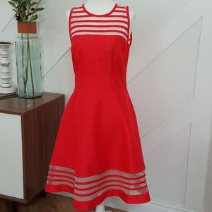 Just Taylor | Red & Nude Fit and Flare Dress